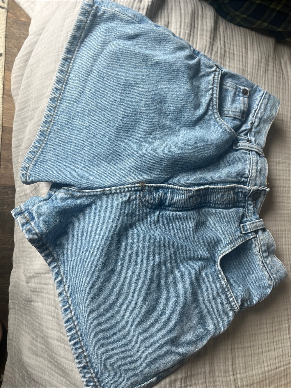 Vintage Disney Blue Denim High-Waist Shorts with Mickey Patch